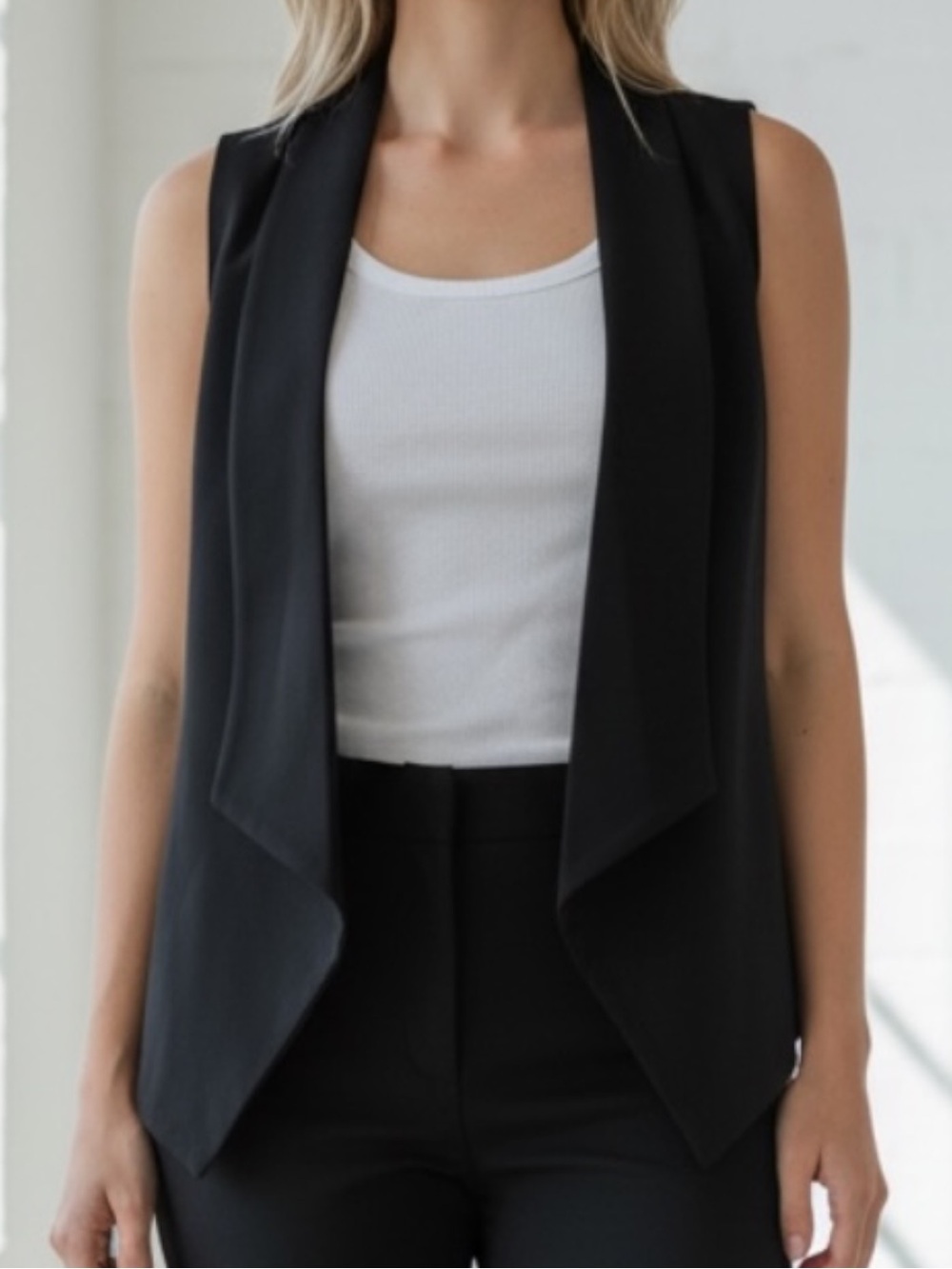 Vintage Y2K 90s Sisley Stile Benetton Open Face Vest SZ S Black